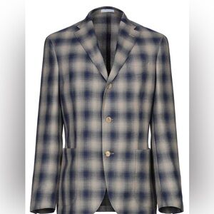 Boglioli Blue and White Sport Coat with Classic Plaid Pattern